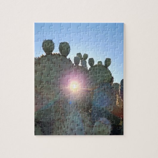 Sunrise door een Cactus foto Legpuzzel (Verticaal)