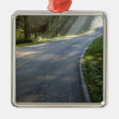 Sunrise door mist langs groene rivier metalen ornament (Voorkant)