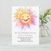 Sunrise Dreams en Sunshine Beams Meisje Baby showe Kaart (Staand voorkant)