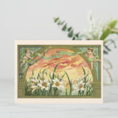  Sunrise Easter Lilies en Victoriaans Angels Feestdagenkaart (Staand voorkant)