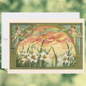  Sunrise Easter Lilies en Victoriaans Angels Feestdagenkaart