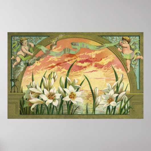  Sunrise Easter Lilies en Victoriaans Angels Poster (Voorkant)