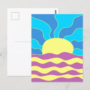 Sunrise en Waves Abstracte kunst Briefkaart