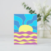 Sunrise en Waves Abstracte kunst Briefkaart (Staand voorkant)