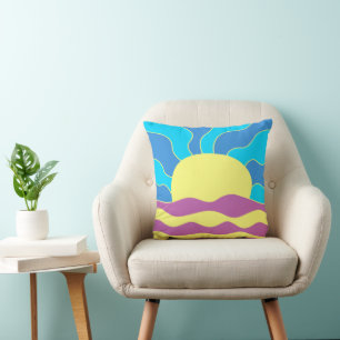 Sunrise en Waves Abstracte kunst Kussen