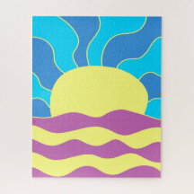 Sunrise en Waves Abstracte kunst