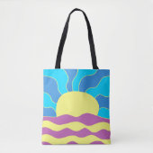 Sunrise en Waves Abstracte kunst Tote Bag (Voorkant)