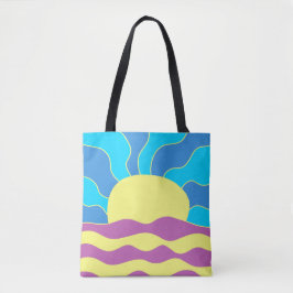 Sunrise en Waves Abstracte kunst Tote Bag