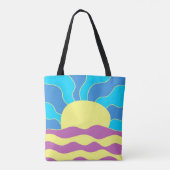 Sunrise en Waves Abstracte kunst Tote Bag (Achterkant)