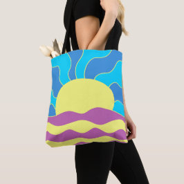 Sunrise en Waves Abstracte kunst Tote Bag