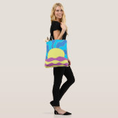 Sunrise en Waves Abstracte kunst Tote Bag (Op model)
