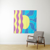 Sunrise en Waves Abstracte kunst Wandkleed (In Situ (horizontaal))