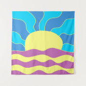 Sunrise en Waves Abstracte kunst Wandkleed (Voorkant)