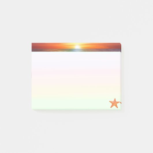 Sunrise en zee ster op pastelkleuren post-it® notes (Voorkant)