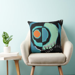 Sunrise Etnische Cirkel - Blauwgroen Zwart Sinaasa Kussen