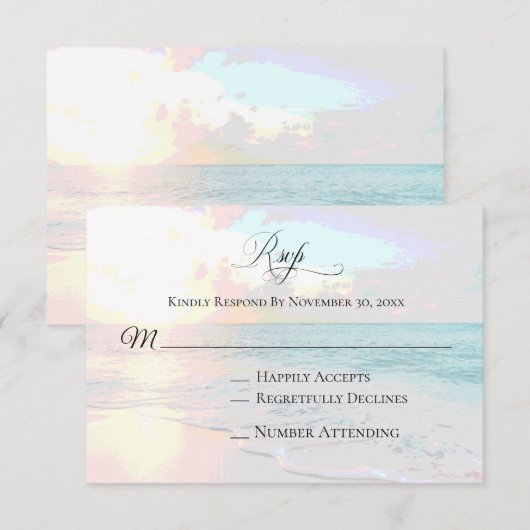 ** Sunrise Exotic Ocean - Beach Wedding RSVP (Voorkant / Achterkant)
