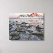 Sunrise Flakstad en Skagsanden Beach Canvas Afdruk (Voorkant)