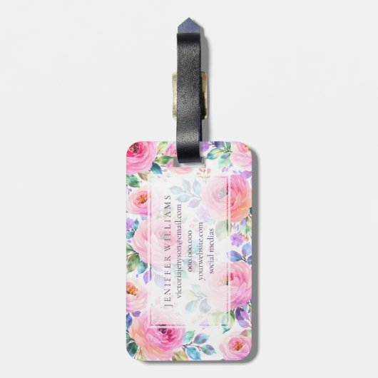 Sunrise Floral Boho Custom Name Design             Bagagelabel (Achterkant verticaal)