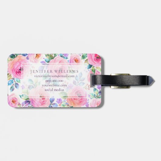 Sunrise Floral Boho Custom Name Design             Bagagelabel (Achterkant horizontaal)