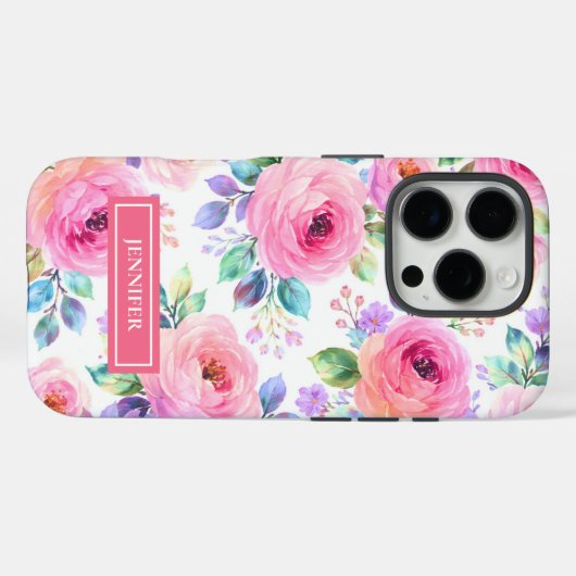 Sunrise Floral Boho Custom Name Design Case-Mate iPhone Case (Achterkant (horizontaal))