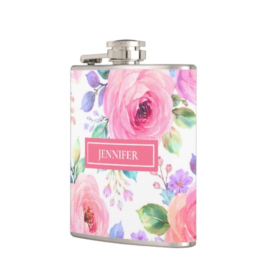 Sunrise Floral Boho Custom Name Design             Heupfles (Links)