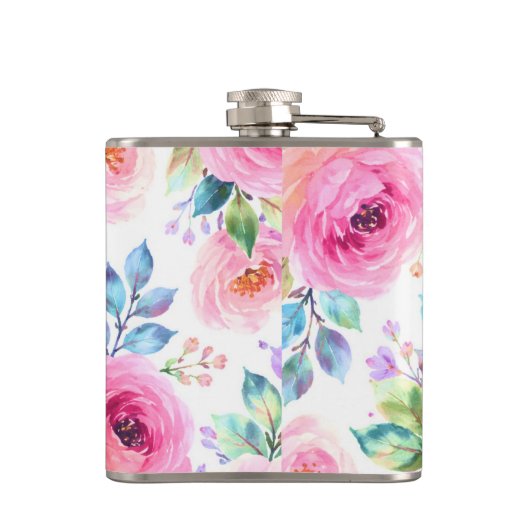 Sunrise Floral Boho Custom Name Design             Heupfles (Achterkant)