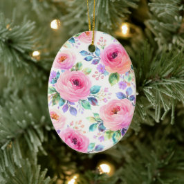 Sunrise Floral Boho Custom Name Design             Keramisch Ornament