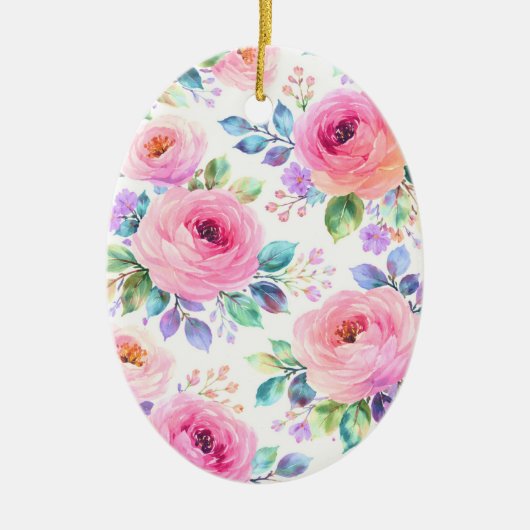 Sunrise Floral Boho Custom Name Design Keramisch Ornament (Voorkant)