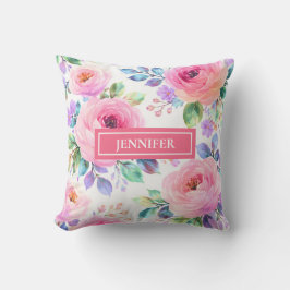 Sunrise Floral Boho Custom Name Design             Kussen