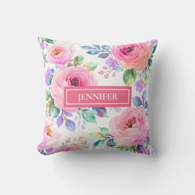 Sunrise Floral Boho Custom Name Design             Kussen (Voorkant)