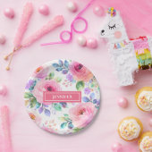 Sunrise Floral Boho Custom Name Design             Papieren Bordje (Feest)