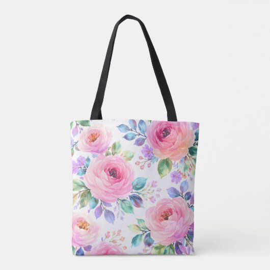 Sunrise Floral Boho Custom Name Design             Tote Bag (Achterkant)