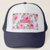 Sunrise Floral Boho Custom Name Design Trucker Pet (Voorkant)