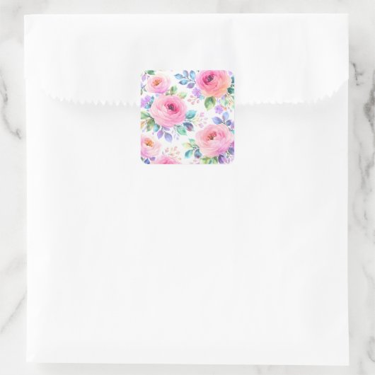 Sunrise Floral Boho Custom Name Design             Vierkante Sticker (Tas)