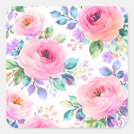 Sunrise Floral Boho Custom Name Design             Vierkante Sticker