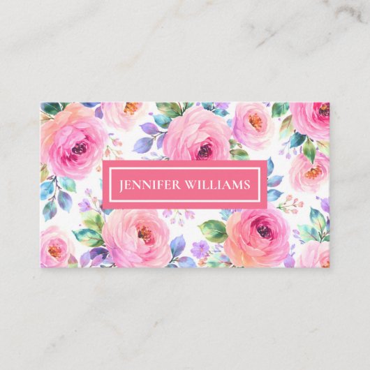 Sunrise Floral Boho Custom Name Design             Visitekaartje (Voorkant)