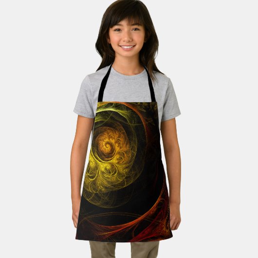 Sunrise Floral Red Abstract Art Apron Schort (Insitu)
