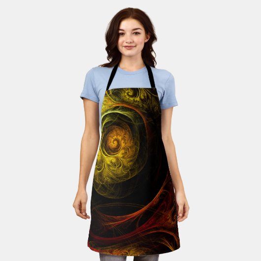 Sunrise Floral Red Abstract Art Apron Schort (Gedragen)