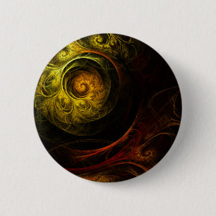 Sunrise Floral Red Abstract Art Button (rond)