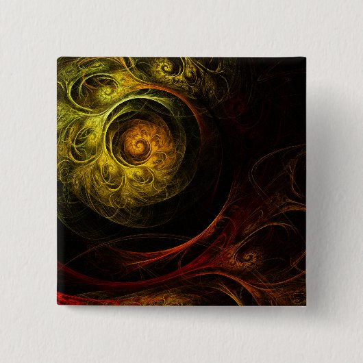 Sunrise Floral Red Abstract Art Button (vierkant) (Voorkant)