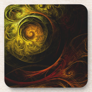 Sunrise Floral Red Abstract Art Cork Onderzetter