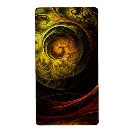 Sunrise Floral Red Abstract Art Fractal Etiket (Voorkant)