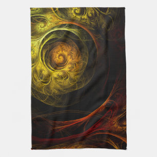 Sunrise Floral Red Abstract Art Kitchen Towel Theedoek