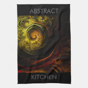 Sunrise Floral Red Abstract Art Kitchen Towel Theedoek