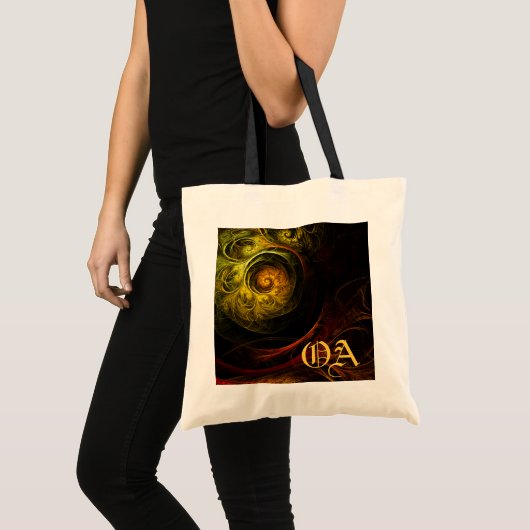 Sunrise Floral Red Abstract Art Monogram Bag Tote Bag (Voorkant (product))