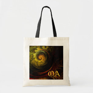 Sunrise Floral Red Abstract Art Monogram Bag Tote Bag