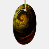 Sunrise Floral Red Abstract Art Oval Ornament (Rechts)