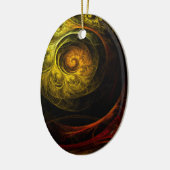 Sunrise Floral Red Abstract Art Oval Ornament (Links)