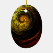 Sunrise Floral Red Abstract Art Oval Ornament (Voorkant)