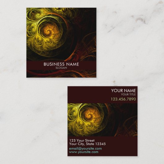 Sunrise Floral Red Abstract Art Professional Vierkante Visitekaartje (Voorkant / Achterkant)